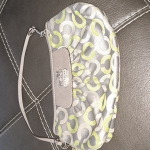 Like New coach wristlet/ lime and gray